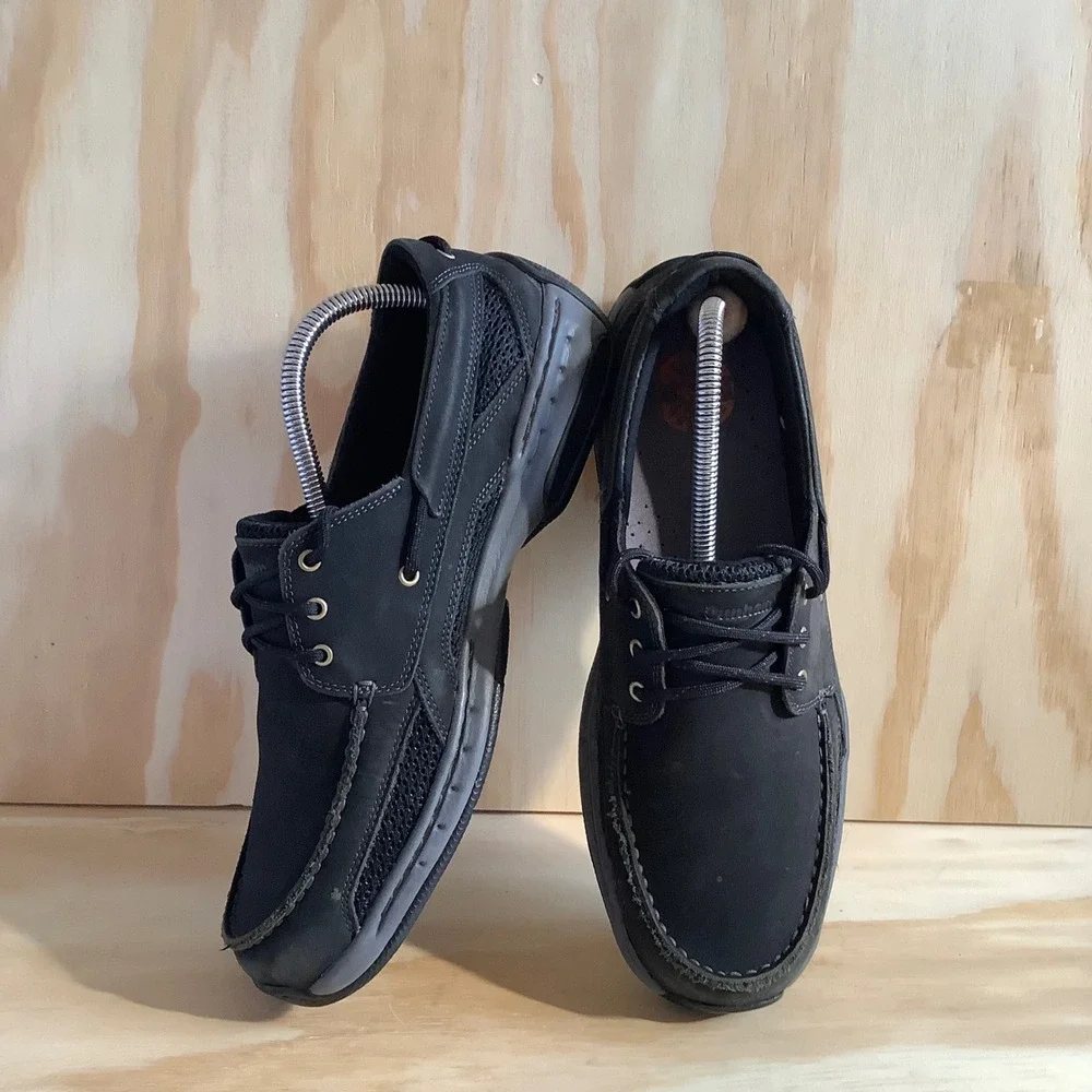 Dunham Captain Mens Black Leather Boat Shoes MCN410BK Size 9.5 D Loafers